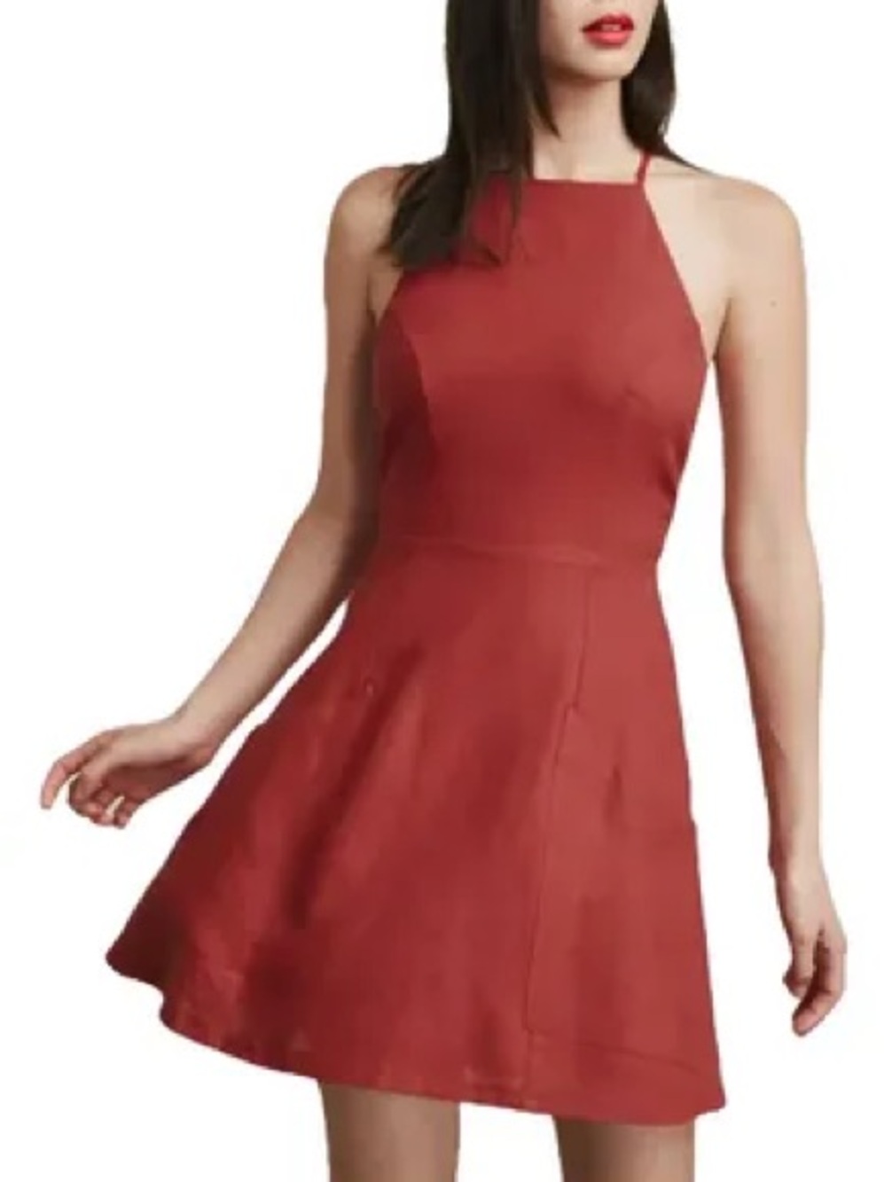 Reformation Red Linen Front Pockets Crisscross Back Mini dress Sz 2